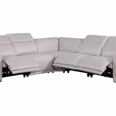 Divanitalia Tustin Modern Light Grey Leather Sectional Sofa