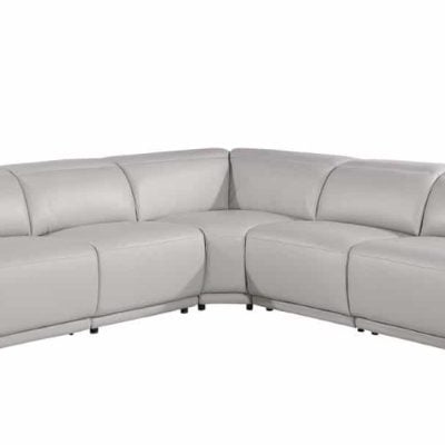 Divanitalia Tustin Modern Light Grey Leather Sectional Sofa
