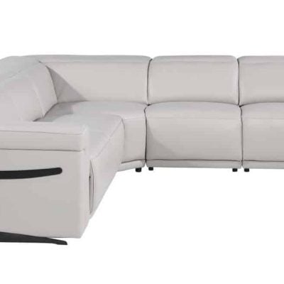 Divanitalia Tustin Modern Light Grey Leather Sectional Sofa