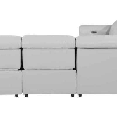 Divanitalia Tustin Modern Light Grey Leather Sectional Sofa