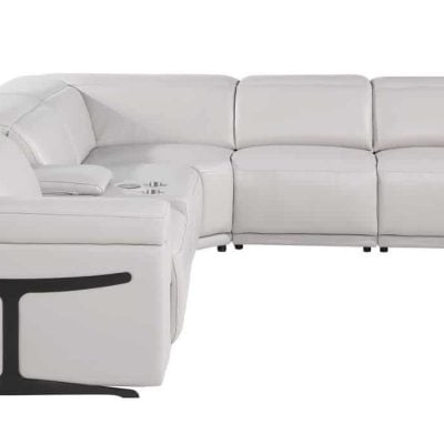 Divanitalia Tustin Modern Light Grey Leather Sectional Sofa