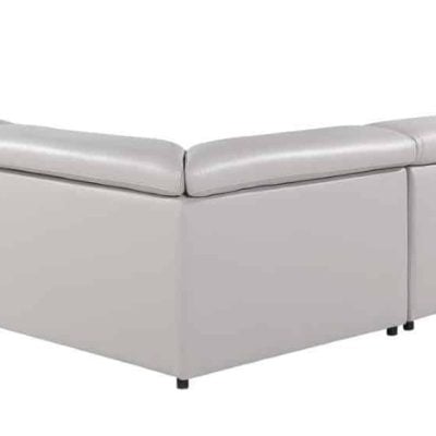 Divanitalia Tustin Modern Light Grey Leather Sectional Sofa