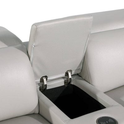 Divanitalia Tustin Modern Light Grey Leather Sectional Sofa