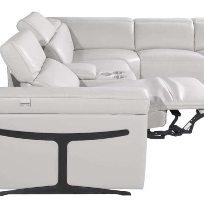 Divanitalia Tustin Modern Light Grey Leather Sectional Sofa