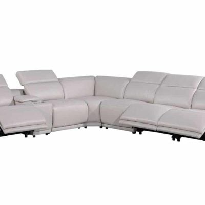 Divanitalia Tustin Modern Light Grey Leather Sectional Sofa