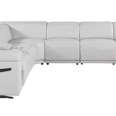 Divanitalia Tustin Modern Light Grey Leather Sectional Sofa