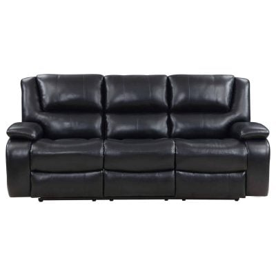 Black Leather Reclining Sofa