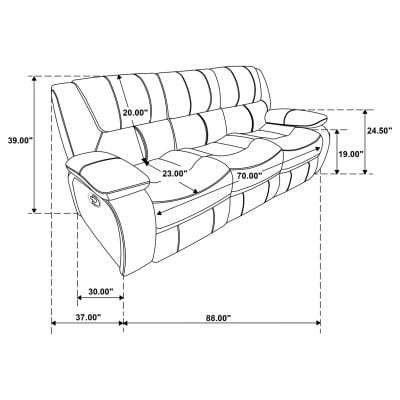 Camila Modern Black Leather Reclining Sofa Set - Image 11
