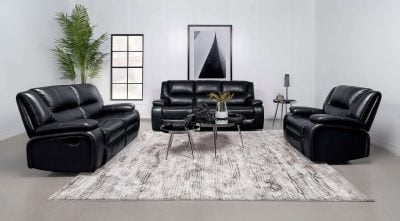 Black Leather Reclining Sofa