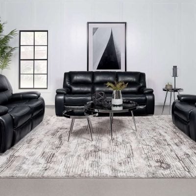 Black Leather Reclining Sofa