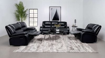 Black Leather Reclining Sofa