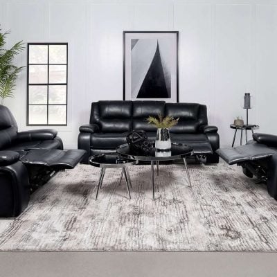 Black Leather Reclining Sofa