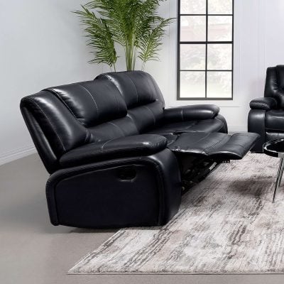 Black Leather Reclining Loveseat