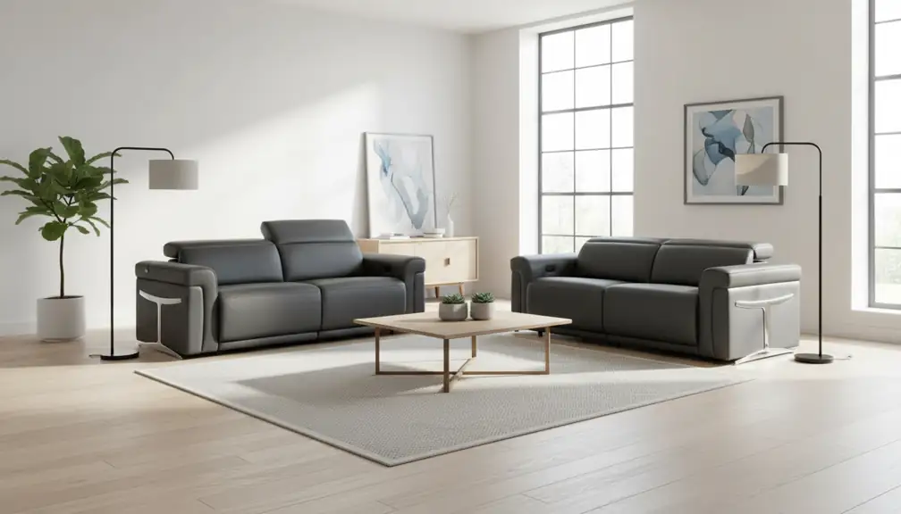 gray reclining leather sofa set