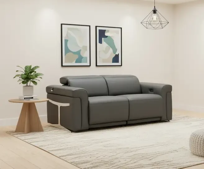 gray leather reclining sofa
