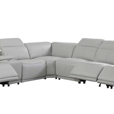 Divantalia Micciano Modern Light Grey Leather Reclining Sofa