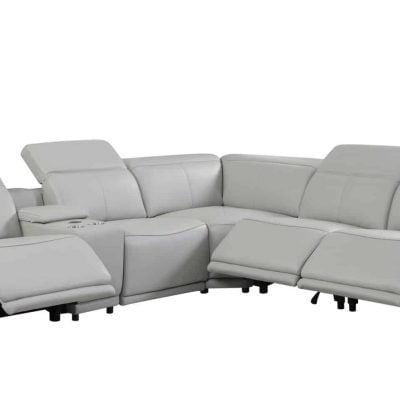 Divantalia Micciano Modern Light Grey Leather Reclining Sofa