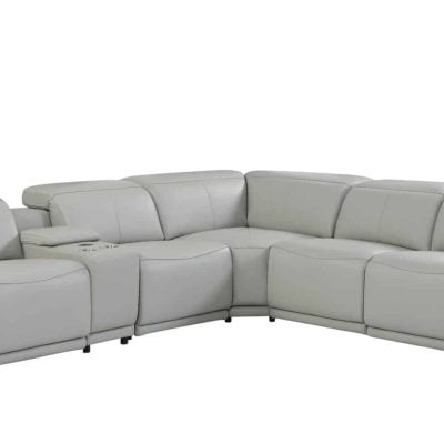 Divantalia Micciano Modern Light Grey Leather Reclining Sofa