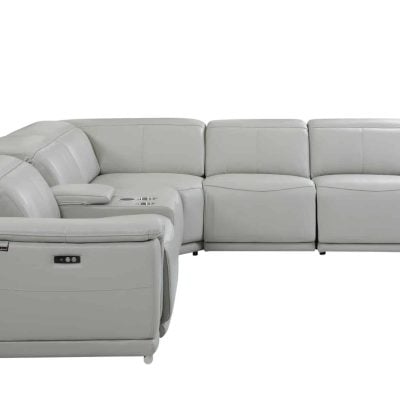 Divantalia Micciano Modern Light Grey Leather Reclining Sofa