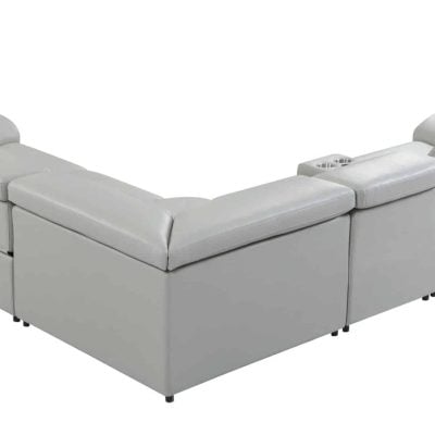 Divantalia Micciano Modern Light Grey Leather Reclining Sofa
