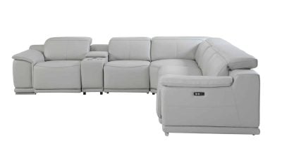 Divantalia Micciano Modern Light Grey Leather Reclining Sofa