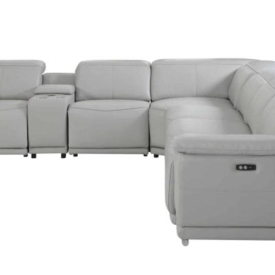 Divantalia Micciano Modern Light Grey Leather Reclining Sofa