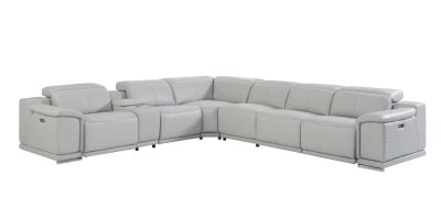 Divantalia Micciano Modern Light Grey Leather Reclining Sofa