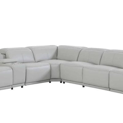 Divantalia Micciano Modern Light Grey Leather Reclining Sofa
