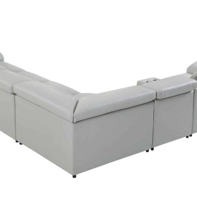Divantalia Micciano Modern Light Grey Leather Reclining Sofa