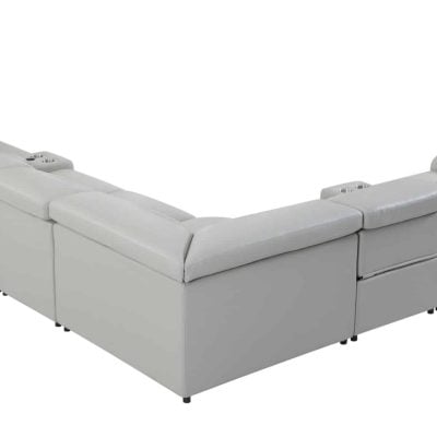 Divantalia Micciano Modern Light Grey Leather Reclining Sofa