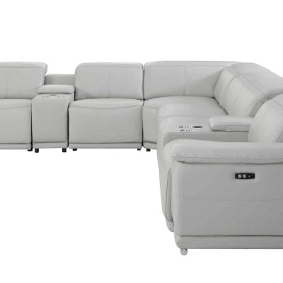 Divantalia Micciano Modern Light Grey Leather Reclining Sofa