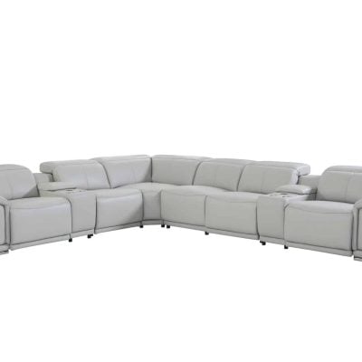 Divantalia Micciano Modern Light Grey Leather Reclining Sofa