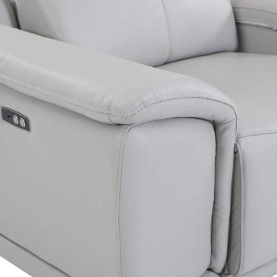 Divantalia Micciano Modern Light Grey Leather Reclining Sofa