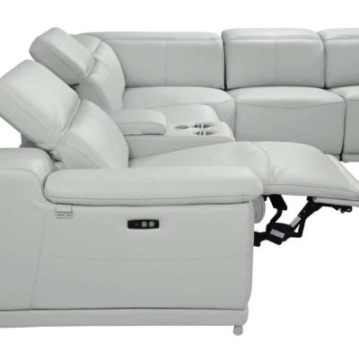 Divantalia Micciano Modern Light Grey Leather Reclining Sofa