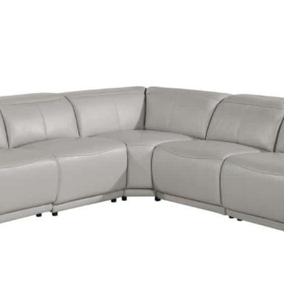 Divantalia Micciano Modern Light Grey Leather Reclining Sofa