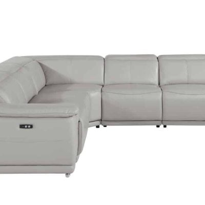 Divantalia Micciano Modern Light Grey Leather Reclining Sofa