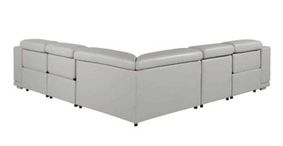 Divantalia Micciano Modern Light Grey Leather Reclining Sofa