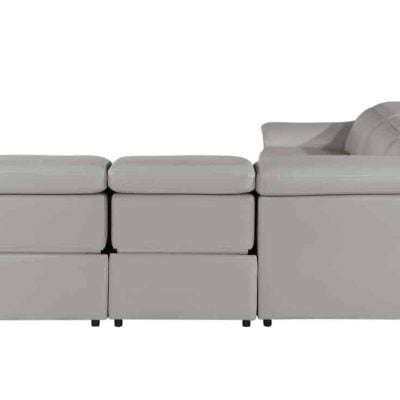 Divantalia Micciano Modern Light Grey Leather Reclining Sofa