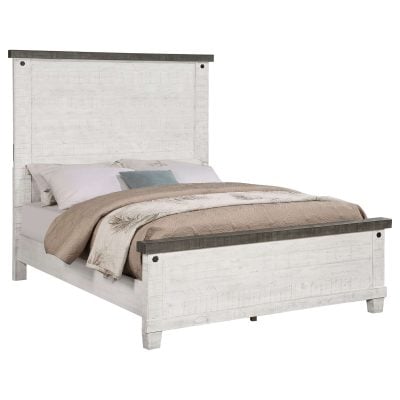 Lilith Rustic White Wood Bed