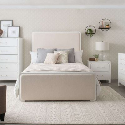 Anastasia Beige Boucle Bed