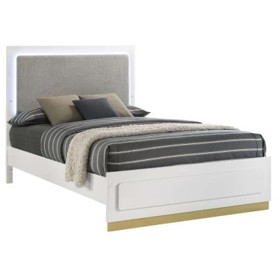 Caraway Modern White LED light Bed