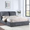 Laurel Grey Platform Bed With Padded Headboard