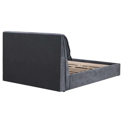 Laurel Grey Platform Bed With Padded Headboard
