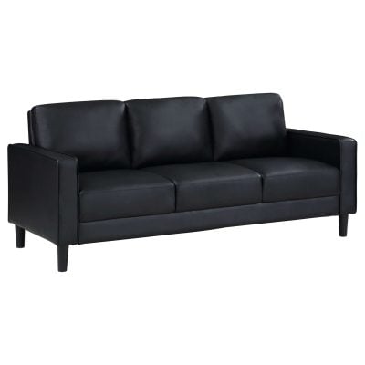 Ruth Modern Black Leather Sofa