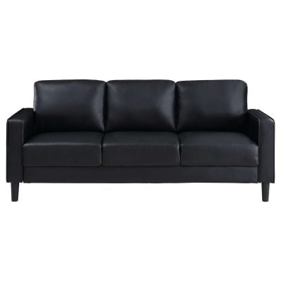 Ruth Modern Black Leather Sofa