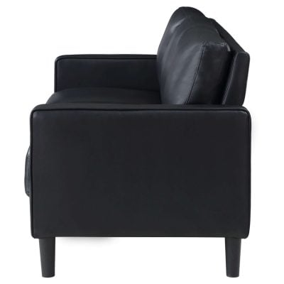 Ruth Modern Black Leather Loveseat