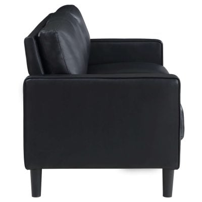 Ruth Modern Black Leather Loveseat