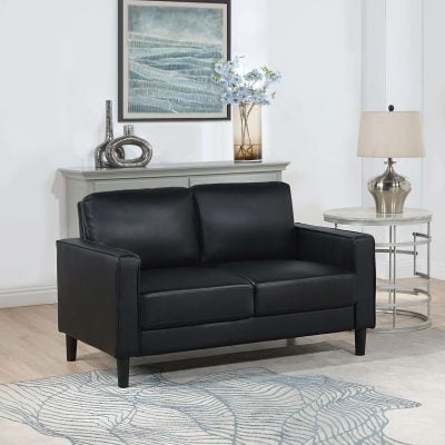 Ruth Modern Black Leather Loveseat