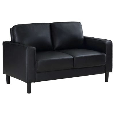 Ruth Modern Black Leather Loveseat