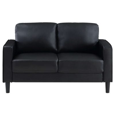 Ruth Modern Black Leather Loveseat
